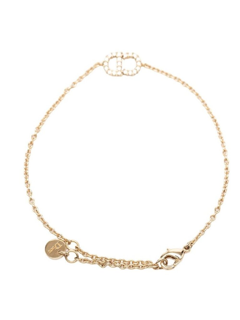 Dior CD Logo Bracelet Gold Plated Line Stone - Picture 3 of 7
